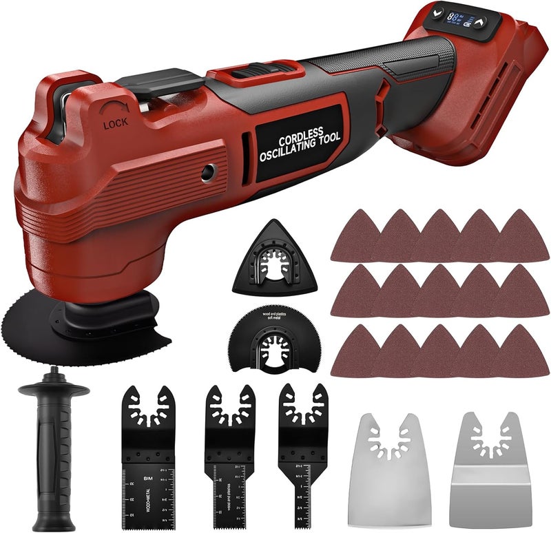 Fledukten Cordless Oscillating Tool Compatible with Milwaukee 18V Battery, 21000 OPM Brushless Motor, Smart Auto Mode, 6-Speed Multi Tool with 23 Accessories for Cutting & Sanding (Bare Tool) - Image 1